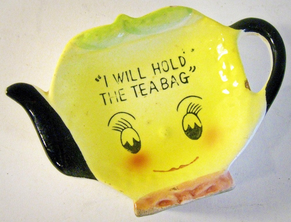 vintage tea bag holder TEACUP ceramic by forrestinavintage on Etsy
