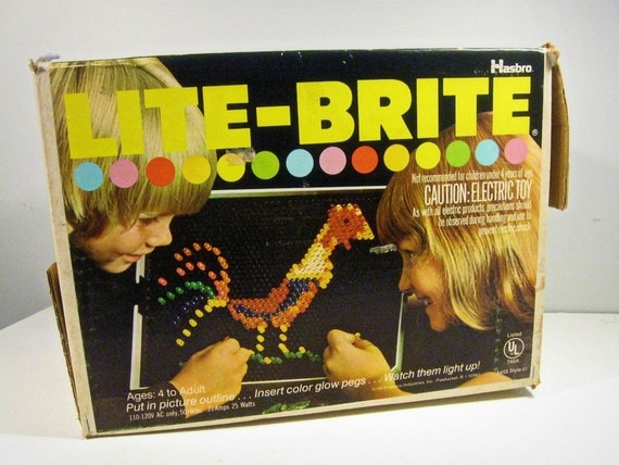 vintage toy Lite Brite Hasbro pegs and by forrestinavintage