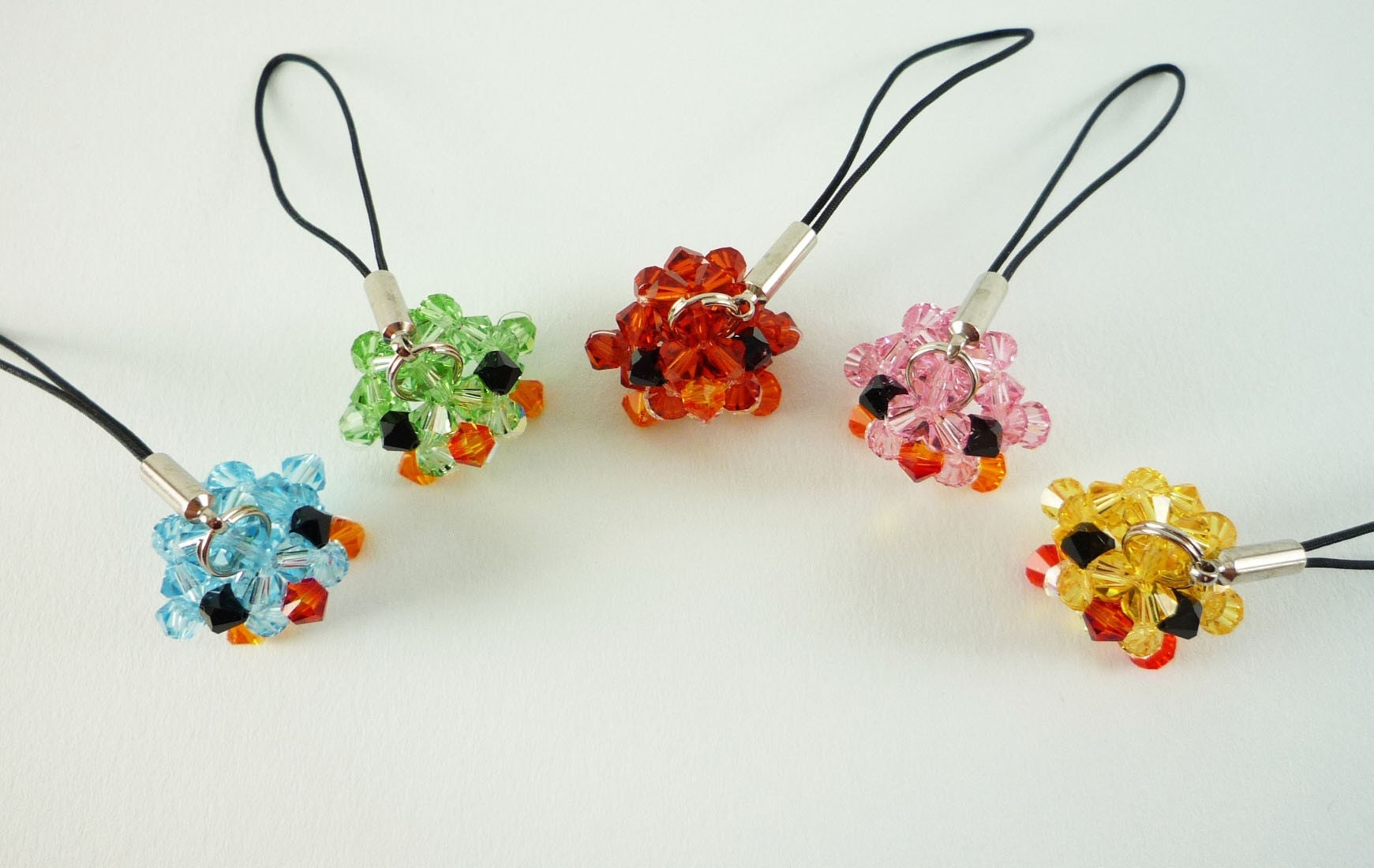 5 Rainbow Color Swarovski Crystal Chicks Keychain Phone Strap