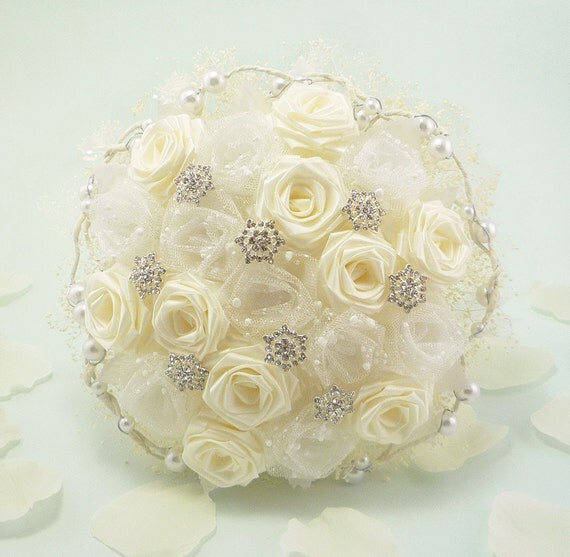 Snow Frost Origami Wedding Bouquet, Bridal Bouquet - Winter Wonderland Wedding (Medium size)