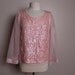 Vintage 1960's Pink Beaded Sequin Shirt Sweater Chiffon Bell Sleeves Large
