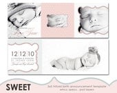 sweet 5x5 tri-fold birth announcement template for photographers.