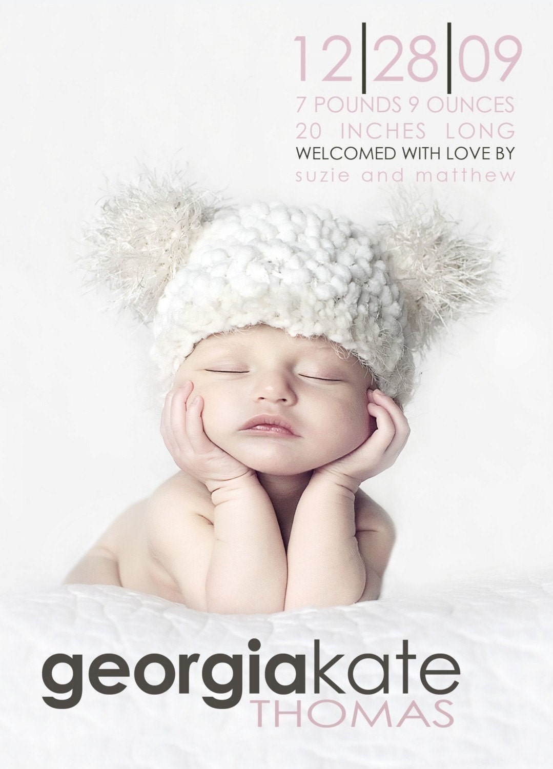 custom baby photo birth announcement - modern