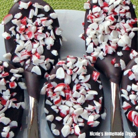 Peppermint Chocolate Dipping Spoons 12 Spoons Il_570xn