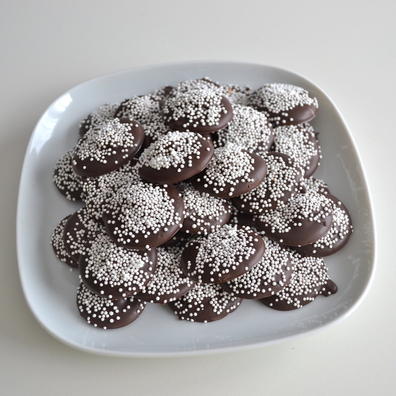 Dark Chocolate White Non-Pareil Candy 2 Dozen Il_570xn