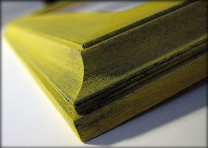 8x10 Mustard Yellow traditional rustic poplar hardwood picture frame . . . .handmade