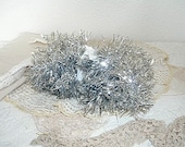 sparkly silver Christmas tinsel garland - vintage banner supplies - decorative for gift wrapping - shabby chic cottage decor