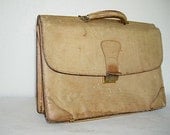 distressed leather briefcase - schlesinger attache file case - urban industrial style - road trip luggage - shabby chic cottage decor