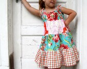 CORAL GARDEN - Tiered Twirly Dress -- Available in sizes 6m 12m 18m 2T 3T 4T 5 6 7 8 10 12