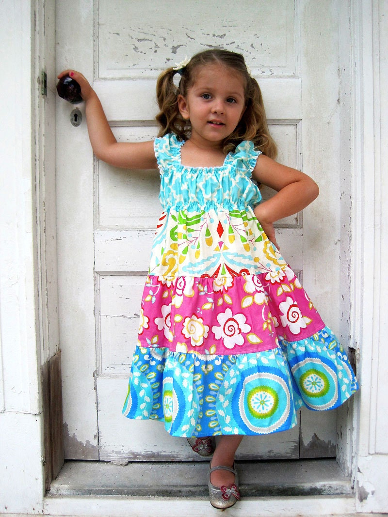 Girls Blue Dress - Turquoise Dress - Beach Dress