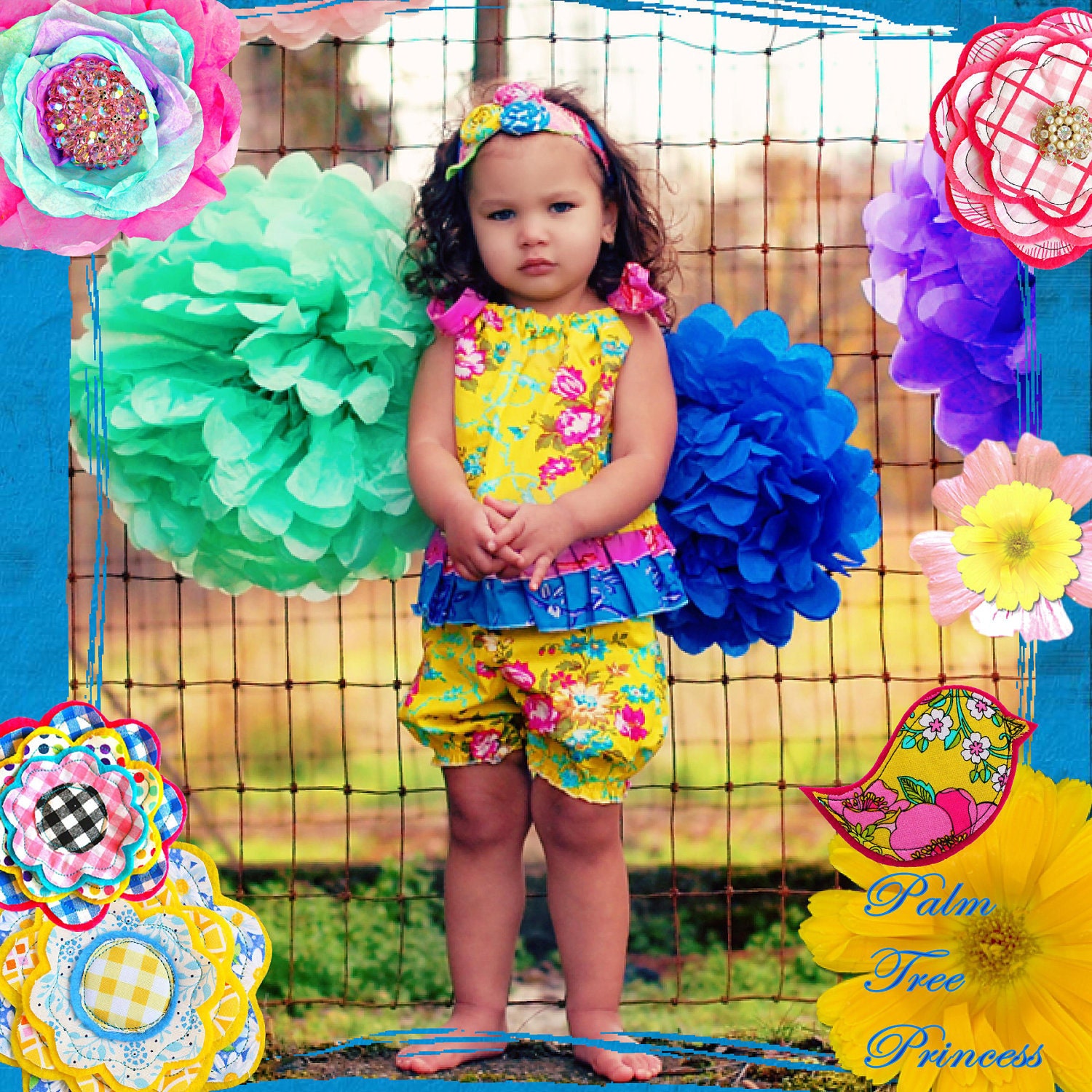 New Spring 2012 -- LE PETIT FLEUR - Double Ruffle Baby Romper-- Available in Sizes nb 6m 12m 18m 2T