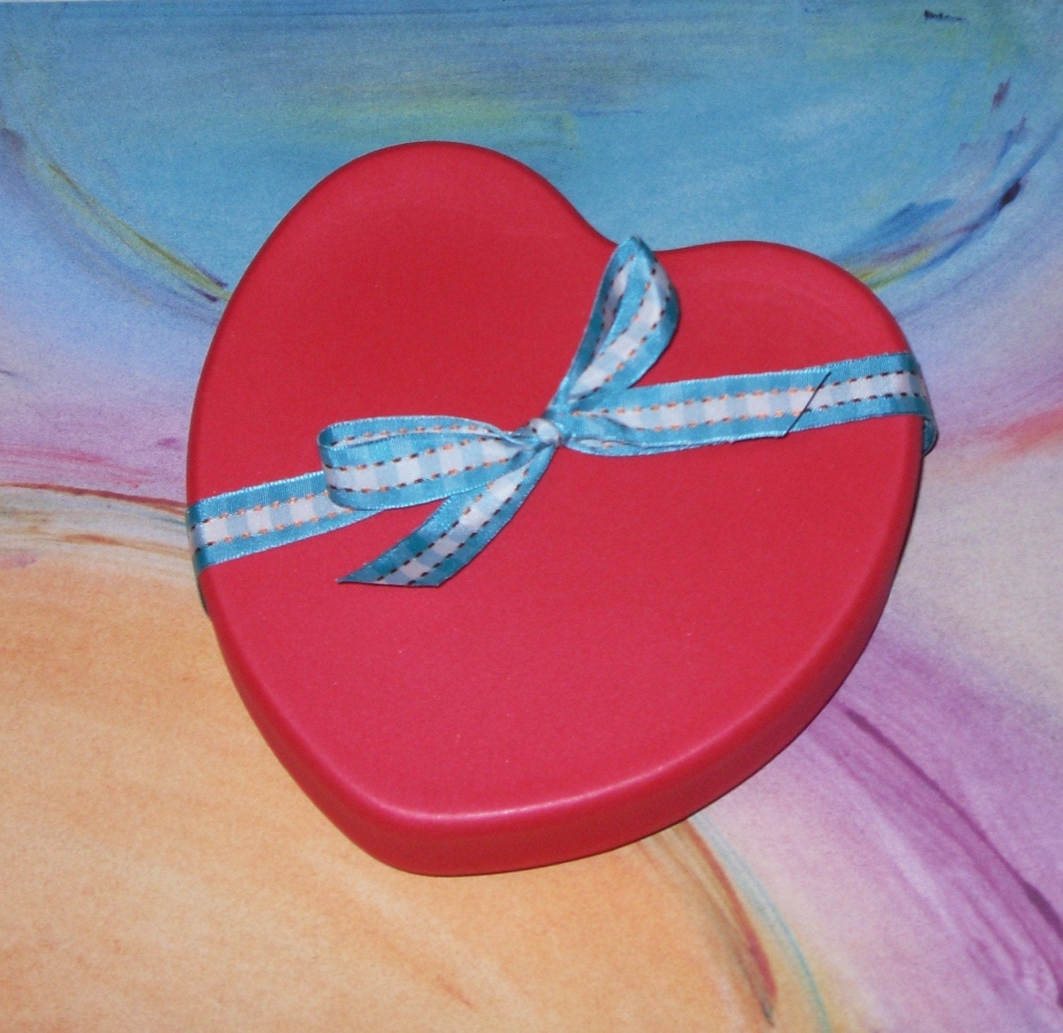 crocheted chocolates in a heart box ready to ship for valentines day playfood play food