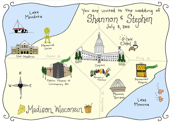 custom wedding map - invitation and rsvp insert