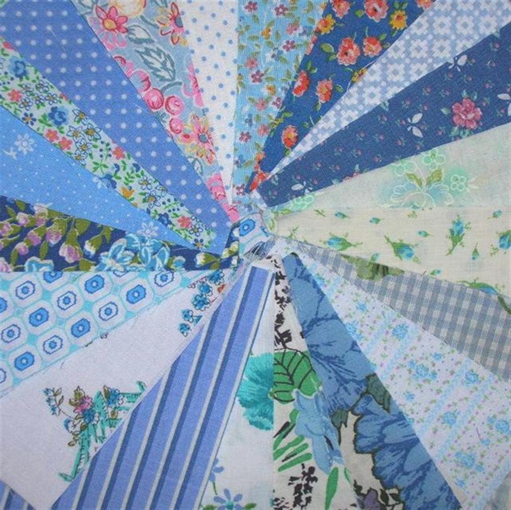 4 Inch Precut Vintage Fabric Quilt Squares Kit Blue by NotSewIdle
