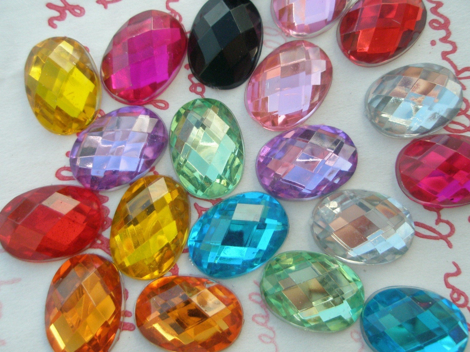 Colorful OVAL Faceted gems cabochons 20pcs Size--S