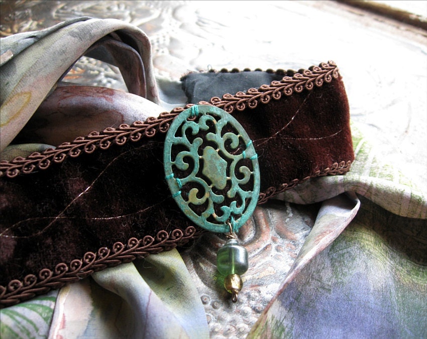 Brown Velvet Choker or Bandeau Headband