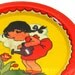 40s Tin Toy Tea plate, Gardener Girl graphics by Ohio Art.