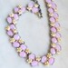 BSK Lavender Thermoset Necklace with Enameled Rhinestone Flowers