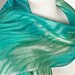 Silk Waves Scarf Hand Painted in Turquoise Blue and Pale Seafoam Green-ready to ship