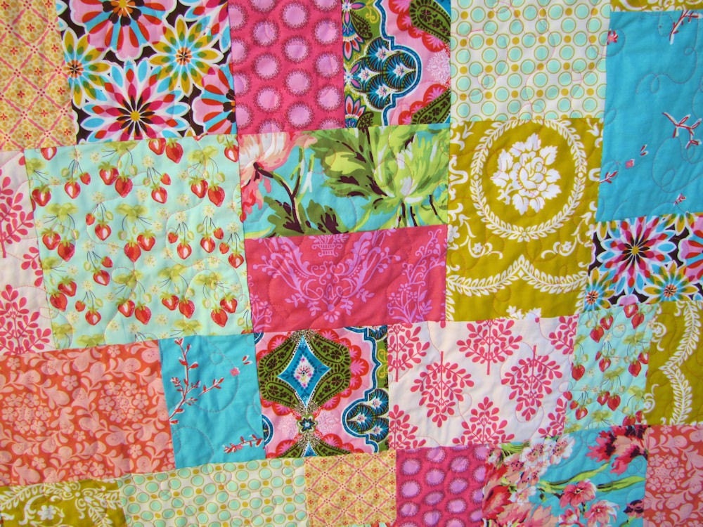 Coral and Aqua Baby Quilt Made to Order