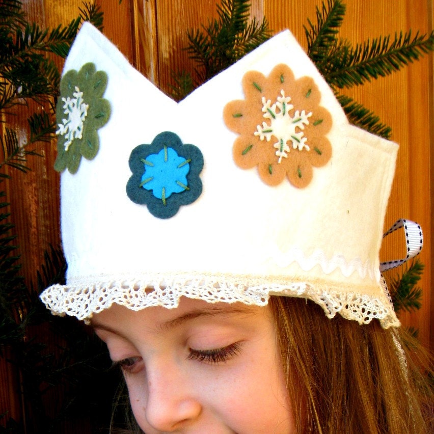 SALE Wool Felt Dress Up Crown - Adjustable Size Ready to Ship