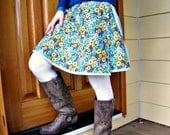 Women's Wrap Skirt  -Wildflower in Blue Jay - Adjustable Size -  READY TO SHIP