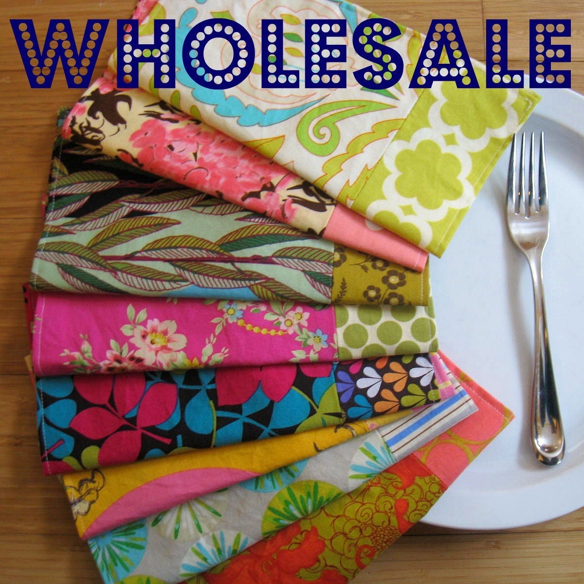 WHOLESALE Reversible Cotton Napkins 12 sets of 4 by anabelfuzz