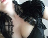 Reserved for o0leaflover0o PARIS ROMANCE black dupioni silk bridal bolero jacket shrug wedding bolero jacket wedding shrug wrap