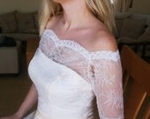 SOLAMENTE por AMOR bridal off shoulder lace top ivory lace top ivory lace blouse bridal bolero jacket  wedding bolero