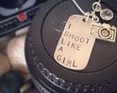 I Shoot Like A Girl Sterling Silver Pendant and Camera Charm