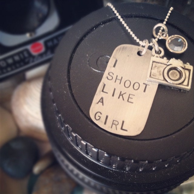 I Shoot Like A Girl Sterling Silver Pendant and Camera Charm