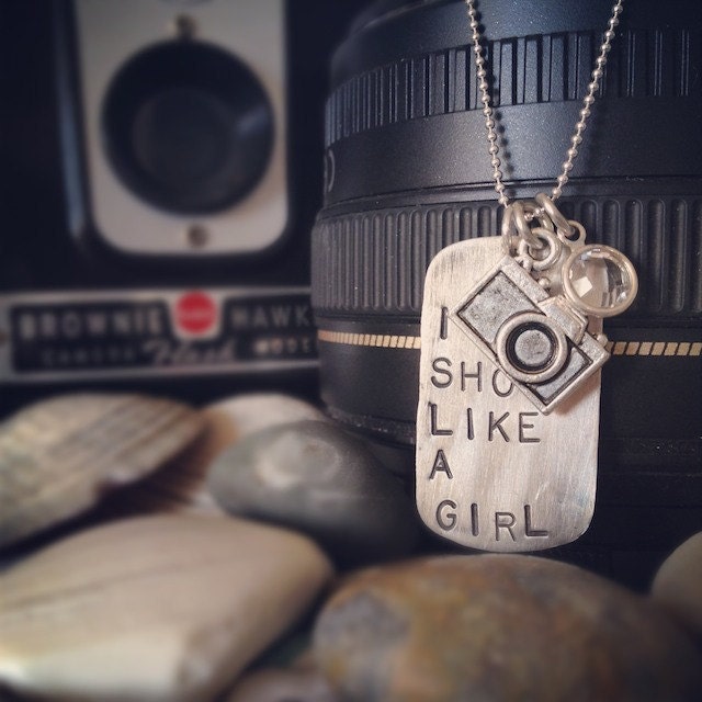 I Shoot Like A Girl Sterling Silver Pendant and Camera Charm