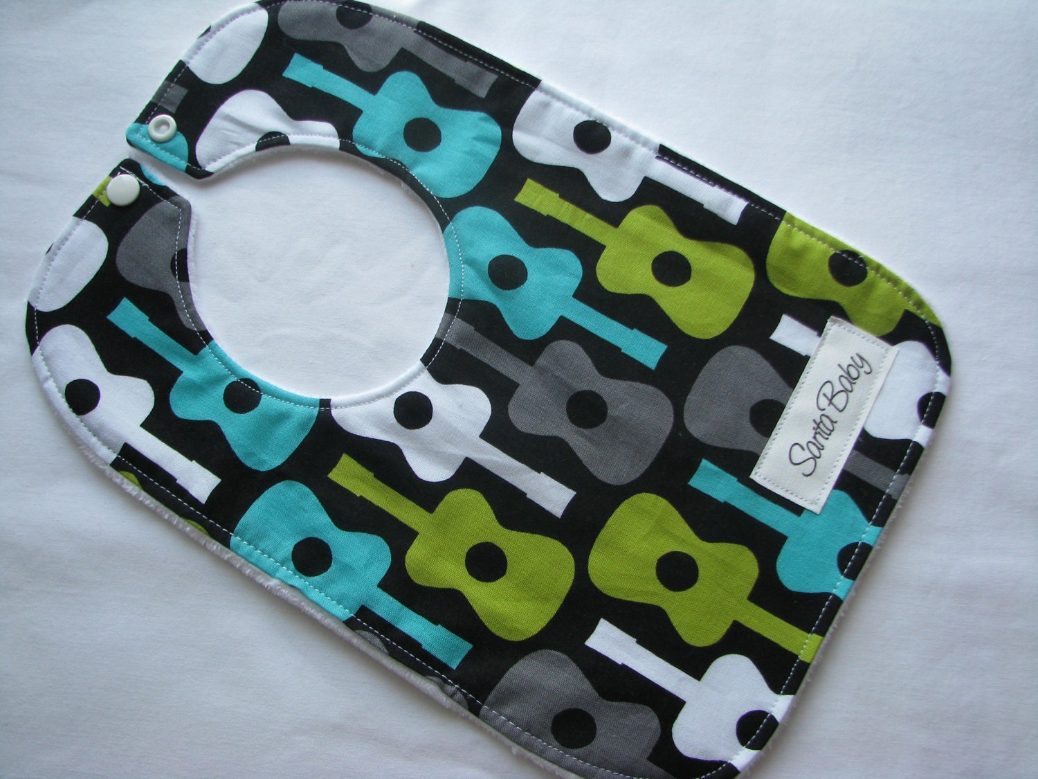 Guitars Minky Baby Bib