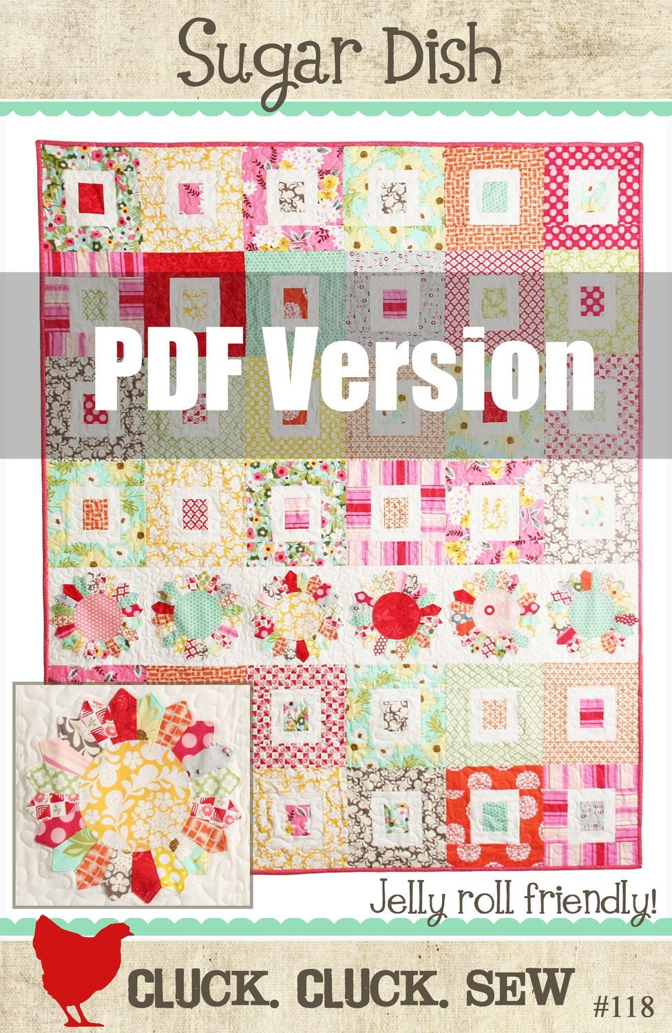 PDF Quilt Pattern, Sugar Dish