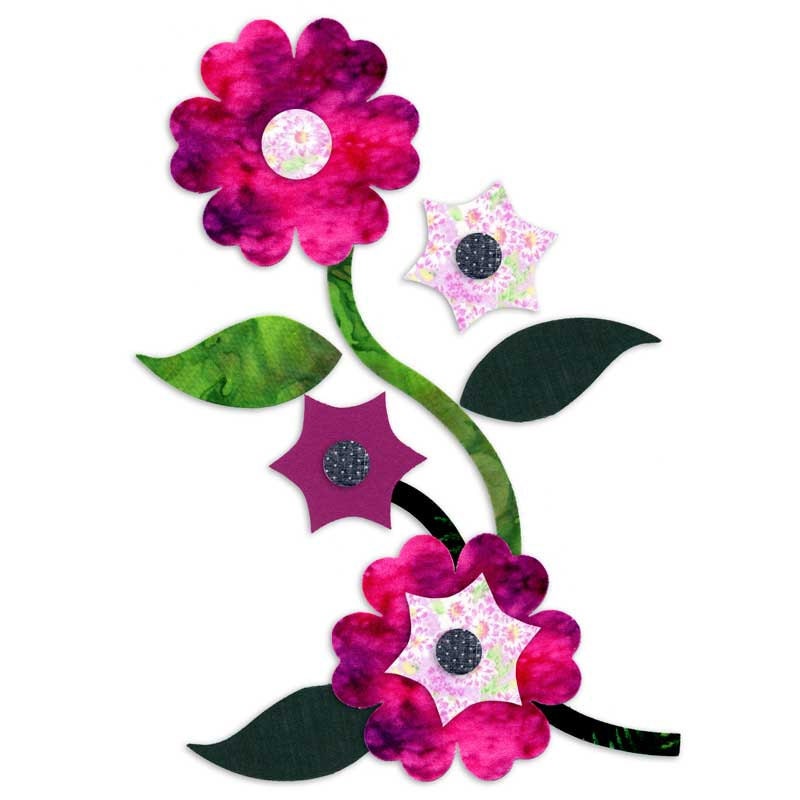 Items similar to Pink Batik Flower and Leaves Fabric Appliques Die Cut
