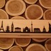 International Skyline Silhouette wood mounted Rubber Stamp