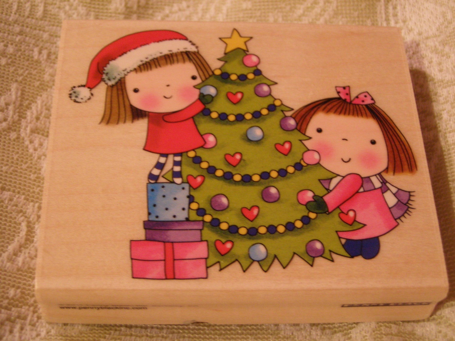 The Decorators Christmas Penny Black wood mounted Rubber Stamp