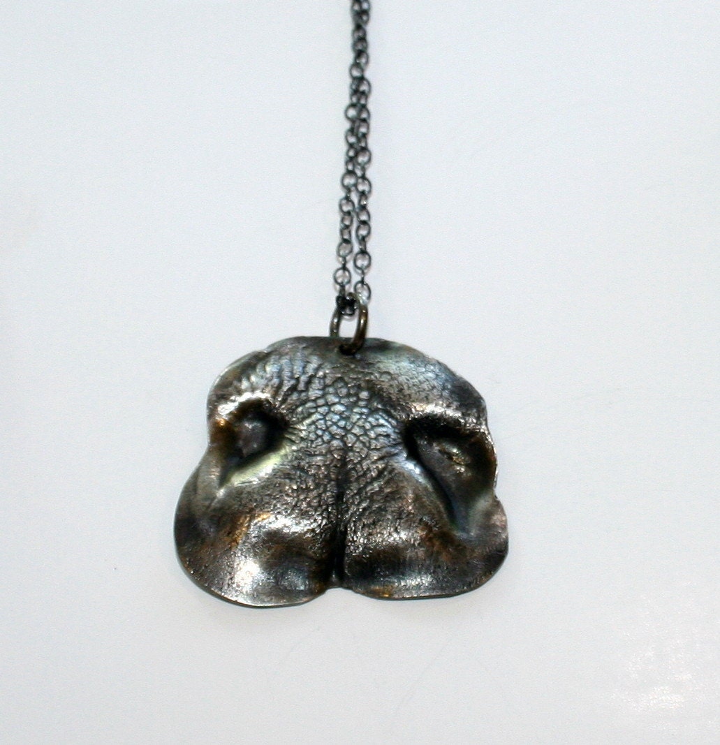 Items similar to Dog Nose Print fine silver necklace pendant on Etsy