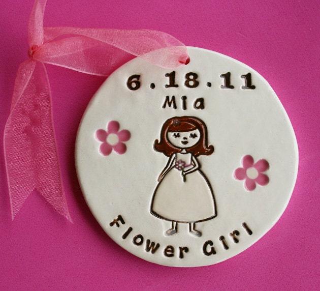 Personalized Flower Girl Ornament for Wedding Party - Custom Made to Order