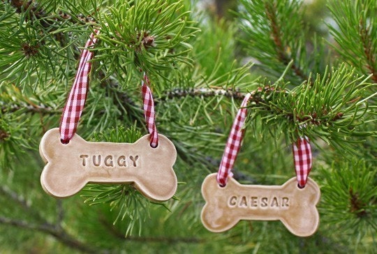 Personalized Dog Bone Ornament Made To Order by sunshineceramics