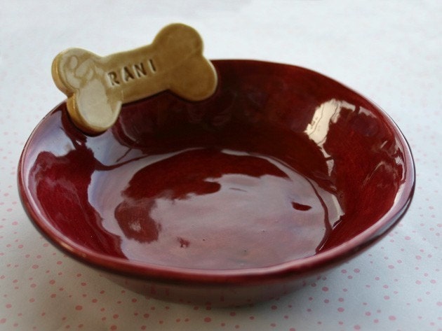 Personalized Dog Bowl Dish - 6 inches - Custom Made to Order