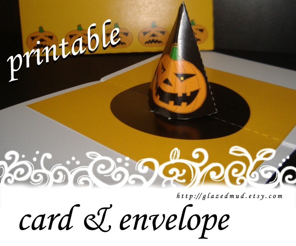 Halloween Pumpkin Card with Envelope (printable, template, jpeg, pdf)