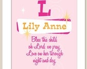 PERSONALIZED Prayer for Baby - pink girl art print