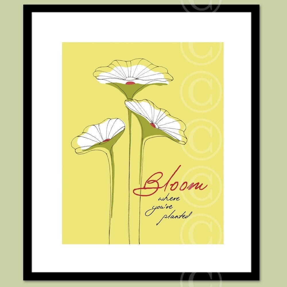 Bloom Where You're Planted - Yellow word art print