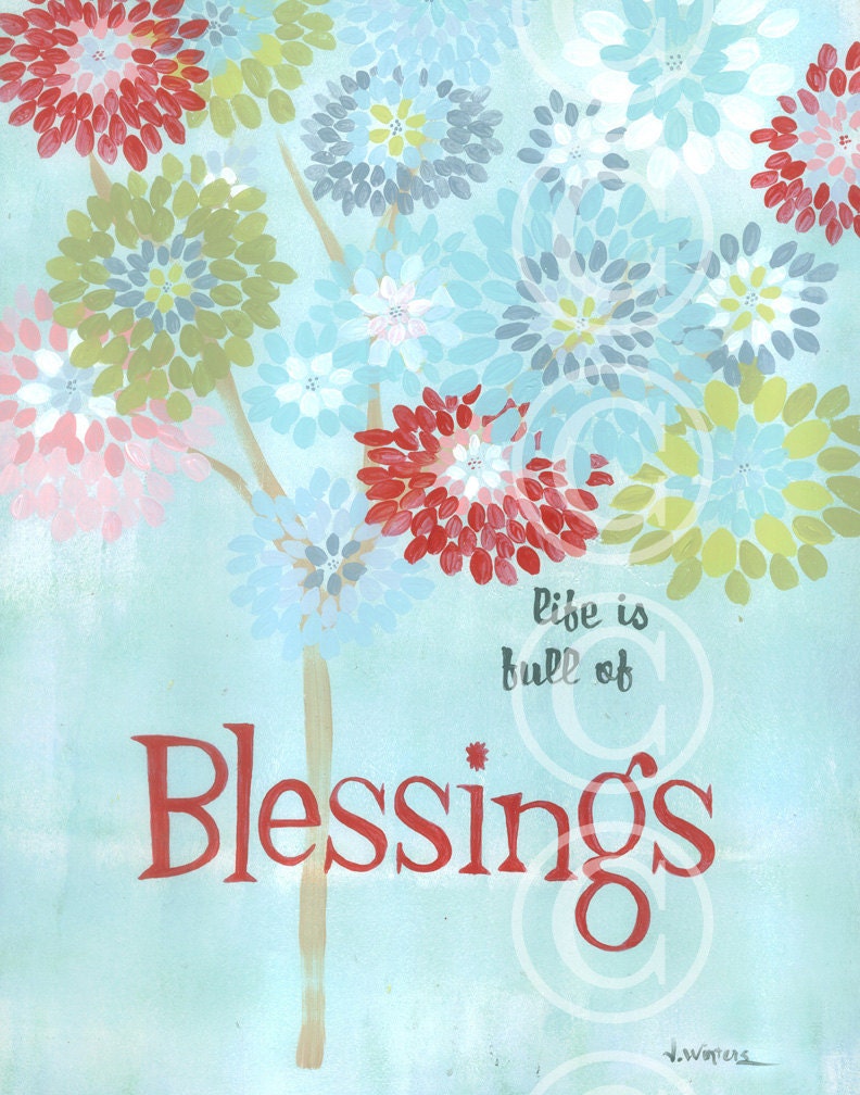 Life is Full of Blessings - retro sign art print