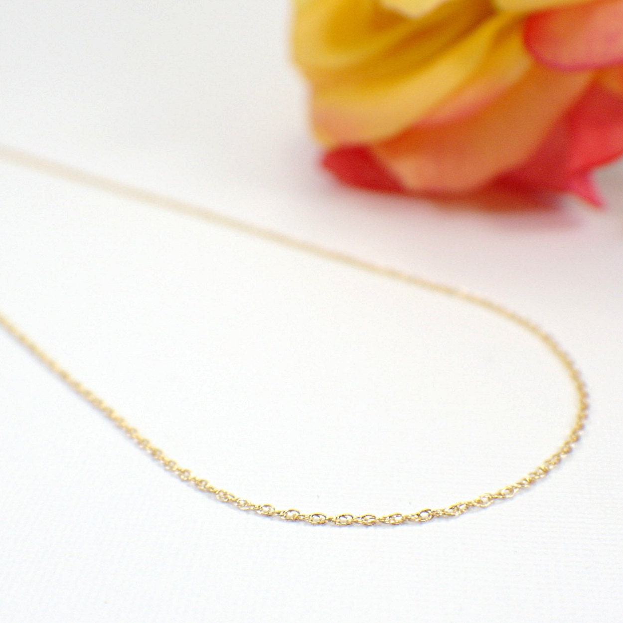 16 inch chain gold filled thin double rope style finished necklace