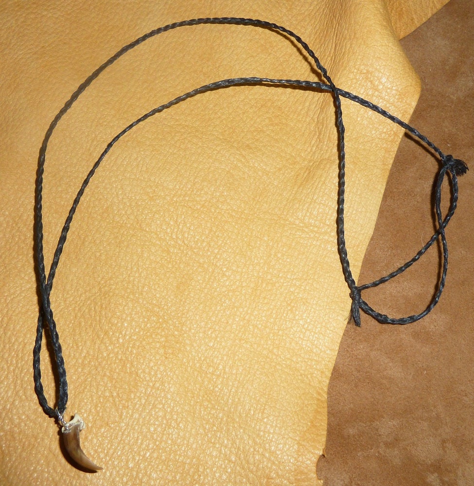 Fox claw necklace - real fox claw on hand-braided adjustable cord in black, natural, or red-brown