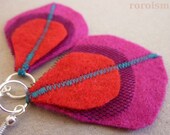 FIERY FUCHSIA - Felt peacock feather Earrings