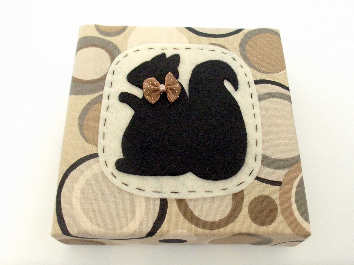 Felt Squirrel Silhouette Wall or Shelf Art with Neutral Colored Circles