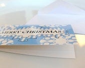 Blue Folded Merry Christmas Snowflake Gift Tags with Envelope - Set of 12